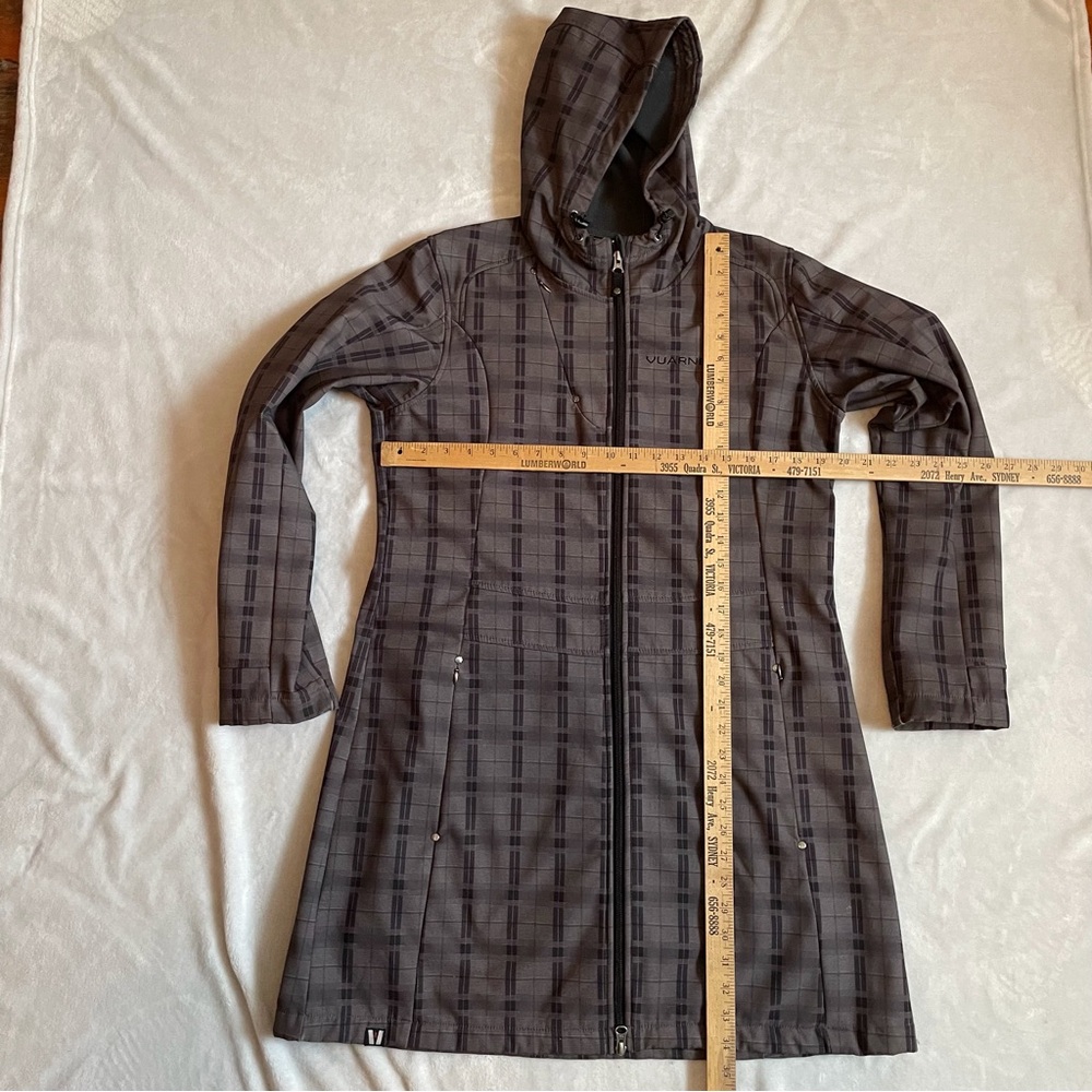 Vuarnet Women Sz 14 Gray Plaid Fleece Lined Booded Zip Up Coat - Picture 6 of 7